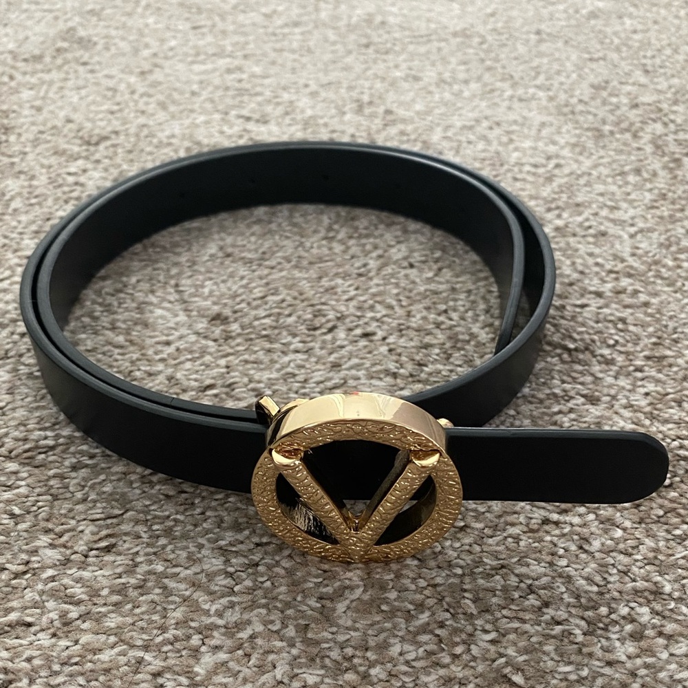 Valentino Black Belt with Gold Buckle